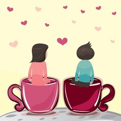 Sticker - couple sitting in giant teacup