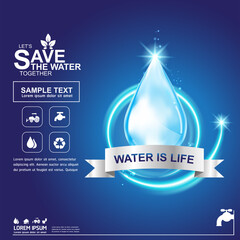 Wall Mural - Save Water Vector Concept Water is Life.