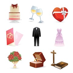 Wall Mural - set of wedding icons