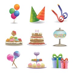 Poster - set of birthday icons