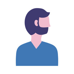 Sticker - young man with beard profile avatar character flat style icon