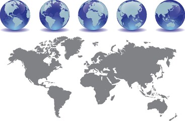  globes with a map