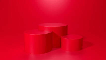 Wall Mural - Empty podium or pedestal display on white background with stand concept. Blank product shelf standing backdrop. 3D rendering