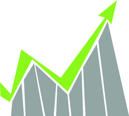 Arrow pointing up on graph, Flat vector illustration.