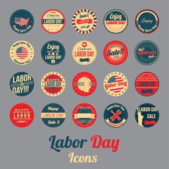 Sticker - labor day icons collection