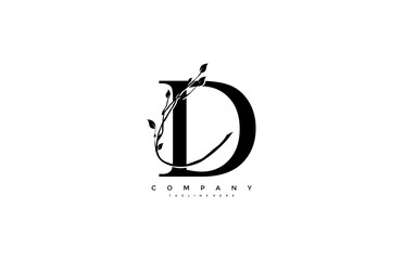 Vector Letter D with Swoosh Ornament Leaf Logo Design