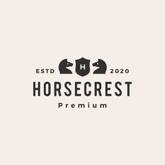 Poster - horse coat of arms hipster vintage logo vector icon illustration