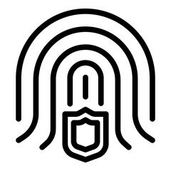 Poster - Fingerprint secured personal information icon. Outline fingerprint secured personal information vector icon for web design isolated on white background