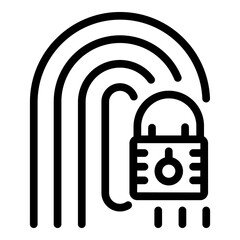 Poster - Locked fingerprint personal information icon. Outline locked fingerprint personal information vector icon for web design isolated on white background