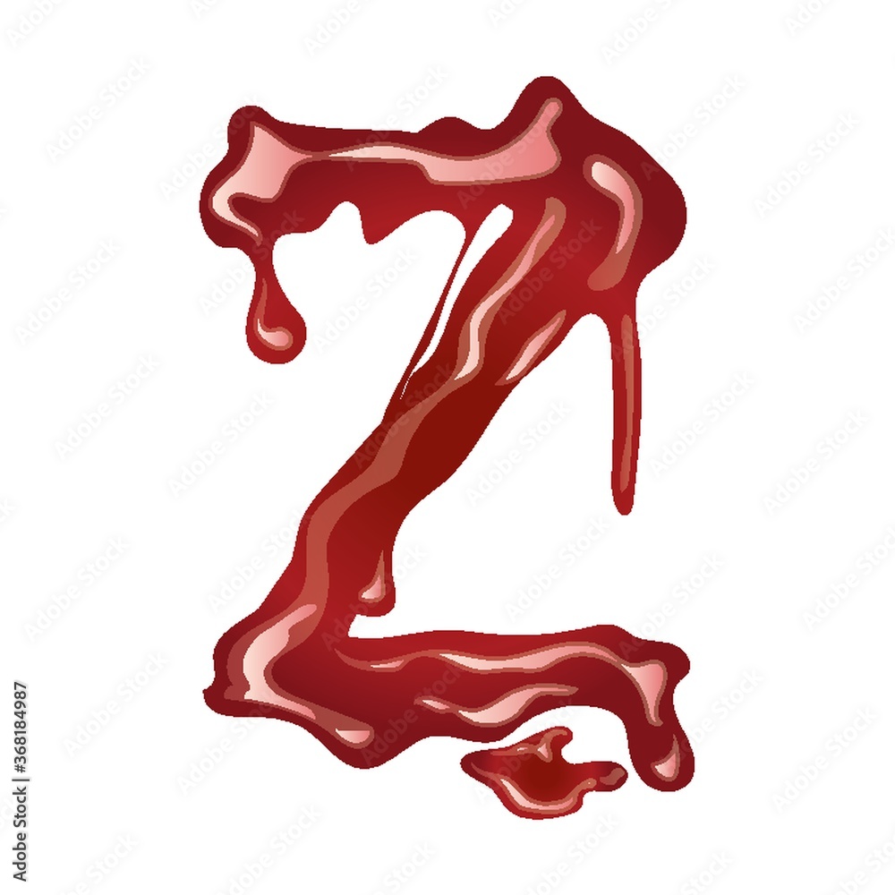 その他 Bloody Letter A dripping blood font alphabet isolated on white. Letter Z