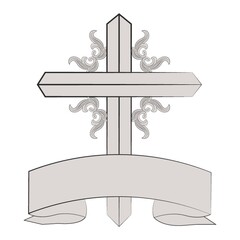 Sticker - cross with banner