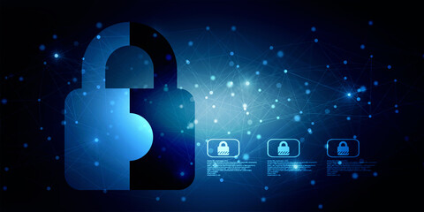 Poster - 2d illustration Safety concept: Closed Padlock on digital background
