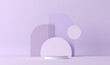 Minimal scene with podium and abstract background or texture. Pastel purple, violet colors scene. Trendy 3d render for social media banners, promotion, product show, stage for fashion on website.