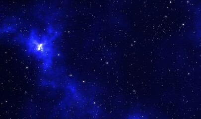 Wall Mural - Spacescape illustration design with stars field and blue nebula