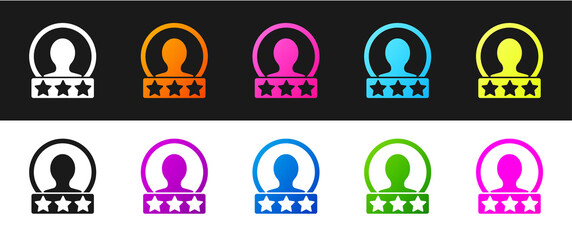 Set Create account screen icon isolated on black and white background. Vector.