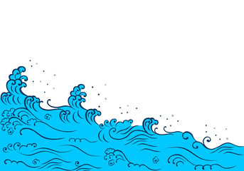  Japanese style wave and copyspace with white background.