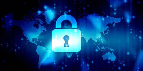 2d illustration Safety concept: Closed Padlock on digital background