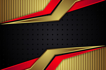 Poster - Abstract red grey gold gradient metallic direction luxury overlap design modern futuristic background vector illustration. circle dot and vertical shape pattern.