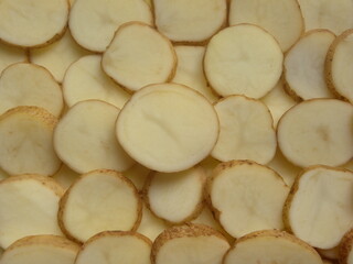 Wall Mural - Sliced cut yellow color uncooked potato