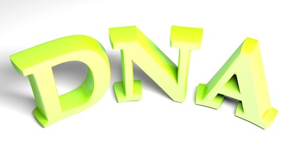 Poster - DNA green write on white background - 3D rendering illustration