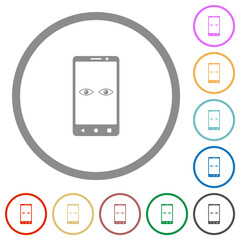 Poster - Mobile iris scanner flat icons with outlines