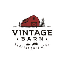 Vintage Retro Rustic Barn Logo Design Illustration
