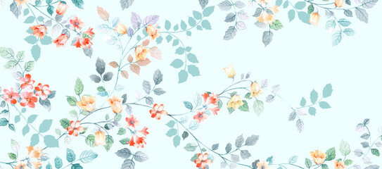 Wall Mural - Computer drawn flower illustration. Watercolor Flowers.Manual composition.Big Set watercolor elements.