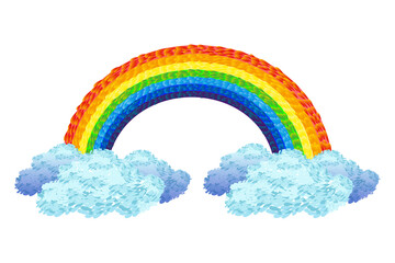 Wall Mural - Beautiful rainbow and clouds on white background.