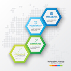 Poster - Abstract business infographics template with 4 hexagon in white color background