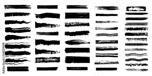 Fotografía Big Collection of black paint, ink brush strokes, brushes, lines