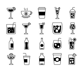 Sticker - bundle of drinks collection set icons