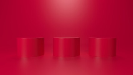 Wall Mural - Empty podium or pedestal display on white background with stand concept. Blank product shelf standing backdrop. 3D rendering