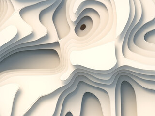 Leinwandbilder - 3d rendering wave bends white flowing surface. Abstract topography map concept