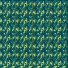 Leinwandbilder - Green and yellow spiral wire pattern design. 3d rendering illustration