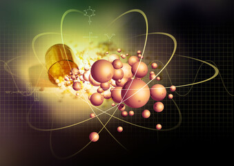 atom and science with formula 