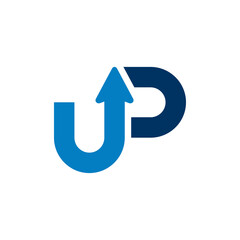 UP Logo Template Design Concept. Letter U and P logo vector with arrow combination.