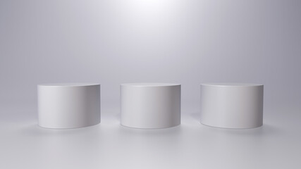 Wall Mural - Empty podium or pedestal display on white background with stand concept. Blank product shelf standing backdrop. 3D rendering