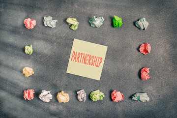 Poster - text sign showing partnership. business photo text legal relation between two or more principals in 