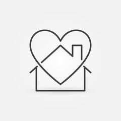 Poster - House with Heart line icon. Stay Home linear vector symbol or logo element