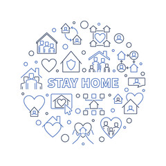 Poster - Stay Home vector concept outline round creative minimal illustration