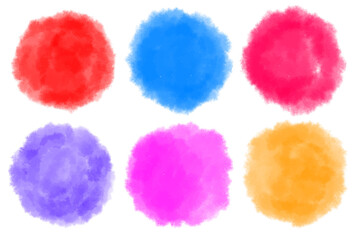 Poster - Set of watercolor shapes. Watercolors blobs. Colorful watercolor hand painted circles isolated on white. Illustration for artistic design. Round stains, blobs of different color.