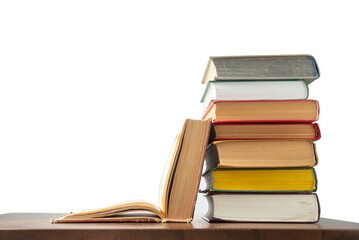 Wall Mural - Books on table with isolated background