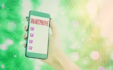 Poster - handwriting text writing smartphone. conceptual photo the mobile phone that performs many of the fun