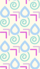 Fototapete - Bright colors of seamless pattern with angles and  doodle.