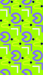 Fototapete - Bright colors of seamless pattern with  children's drawings and  dot.