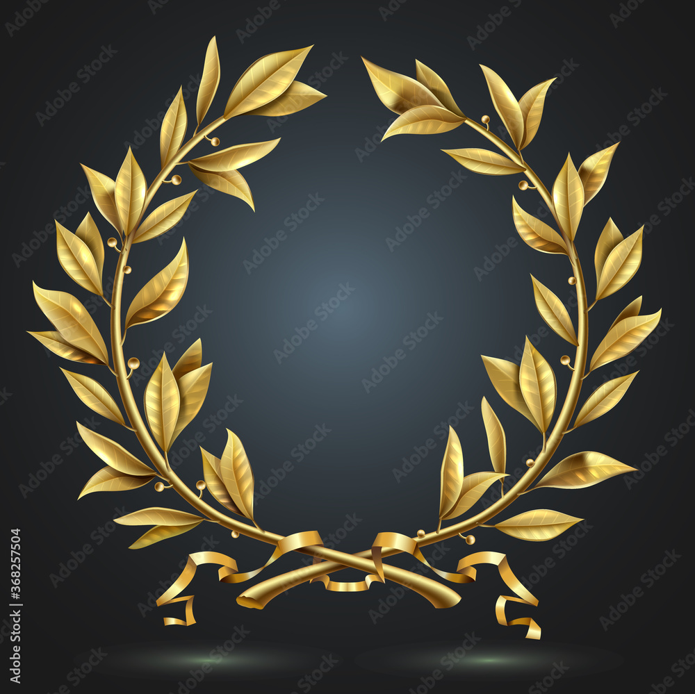 Golden realistic and vintage laurel wreath winner Stock Vector | Adobe ...