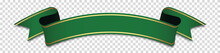 Green Ribbon Banner Label On Transparent Background