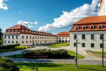 Wall Mural - atypical view of Bratislava castle from front back yard part of castle garden