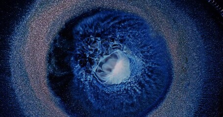 Blue Colorful Ink And Paint Liquid Reaction / Cosmos Nebula background / Supernova Black Hole 