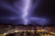 Lightning Storm over Vienna. Flash lightning storm over Vienna. Severe weather over urban area. Lightning Storm over Vienna. Blitzlicht Gewitter über Wien. Unwetter über städtischem Gebiet. 